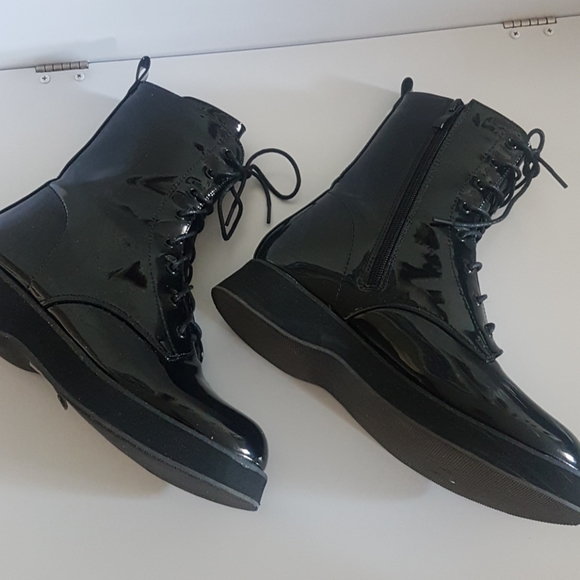 Nasty Gal Shoes - 💋NASTY GAL💋Gotta Move Fast Patent Biker Boots